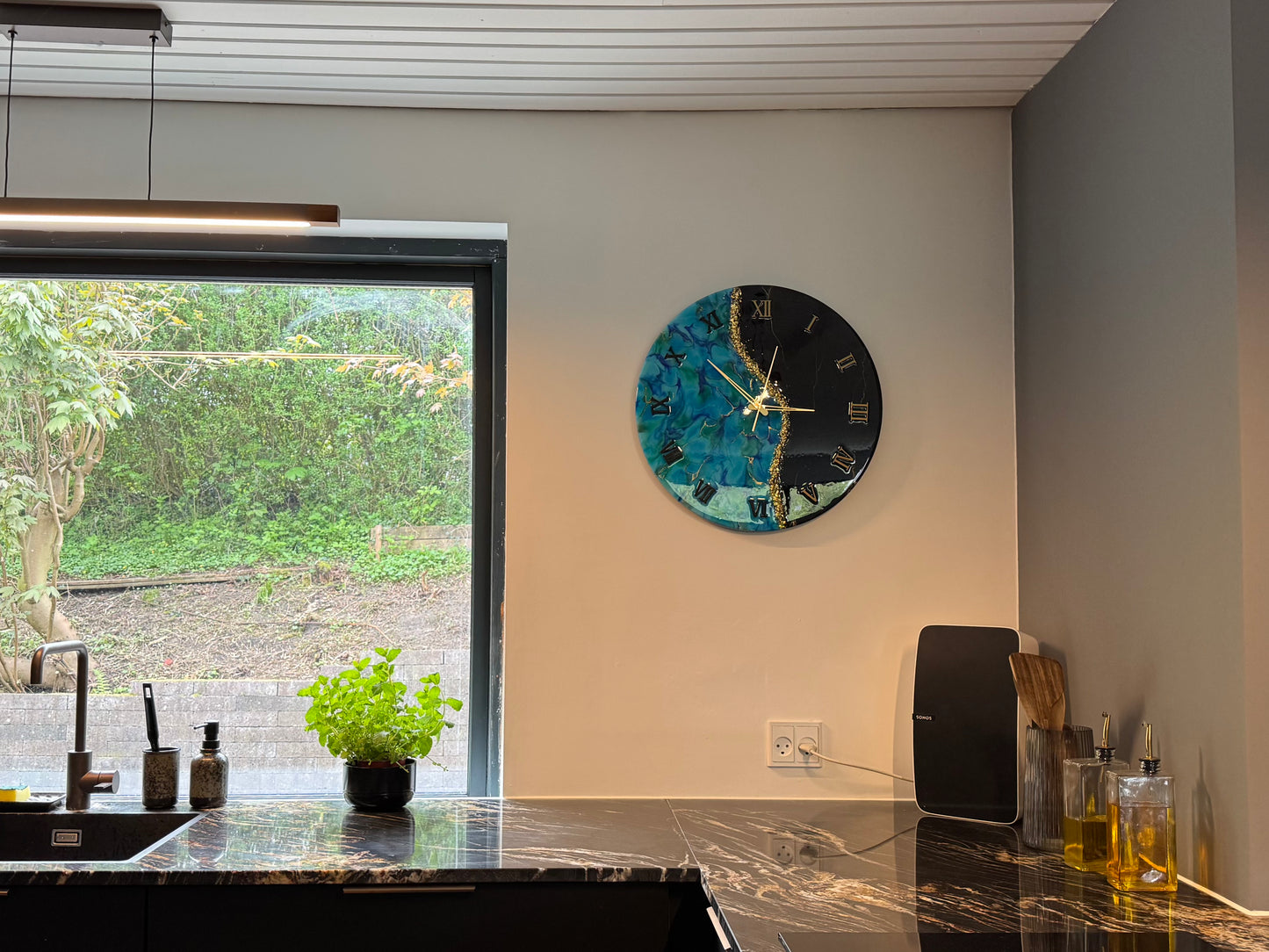 Handcrafted resin wall clock by Mbpoxy